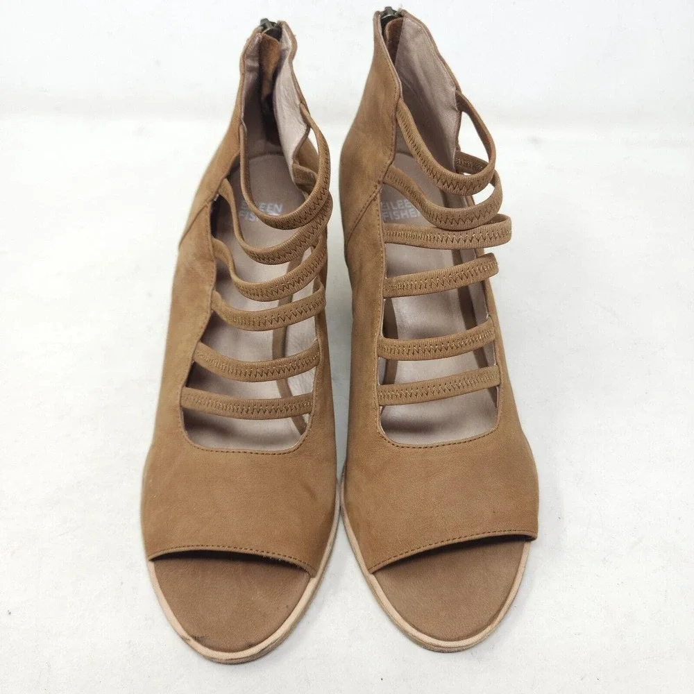 Eileen Fisher Womens Heels James Sienna Nubuck Leather Strappy Sandal Shoes 10